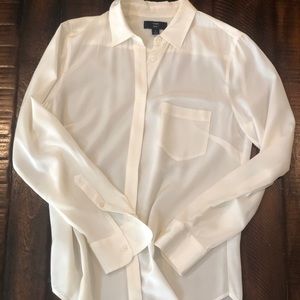 Ivory silk button down blouse